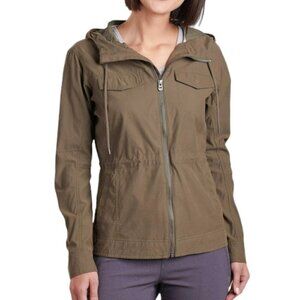 Kuhl Stryka Zip Up Hooded Elastic Waist Long Sleeve  Rain Jacket Green Small
